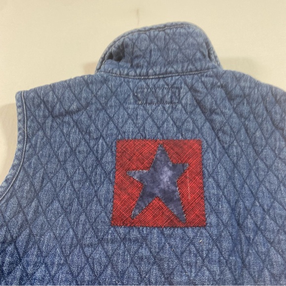 HAIKS Vintage Quilted Vest Women’s Large Denim Patriotic button down collar Top - Picture 7 of 10